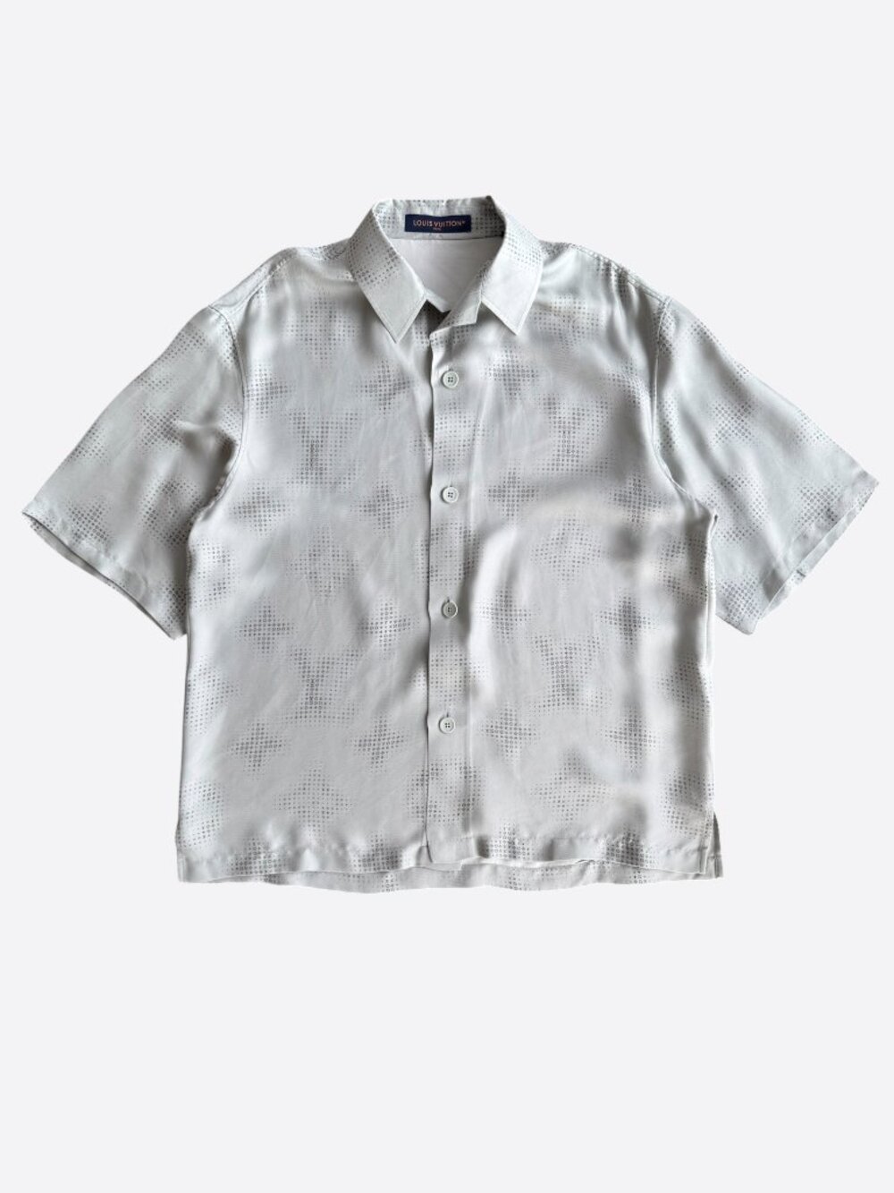 Louis Vuitton Grey LV Pixel Monogram Silk Button Up Shirt
